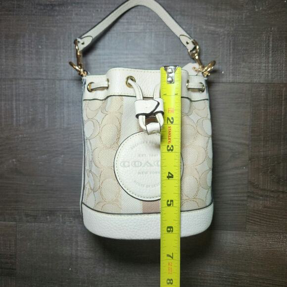 Coach Mini Dempsey Bucket Bag in Signature Jacquard with Stripe and Coach Patch - Picture 14 of 16
